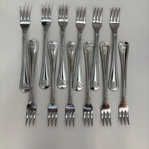 Towle Abbey Shell Fork Seafood Stainless Steel Japan Set‎ of 12 Silver 5 3/4”